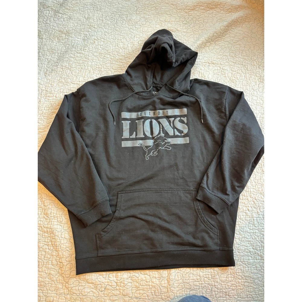 Detroit Lions NFL Team Apparel Mens Black Pullover Hoodie Sweatshirt 3XL NWOT - Picture 2 of 5